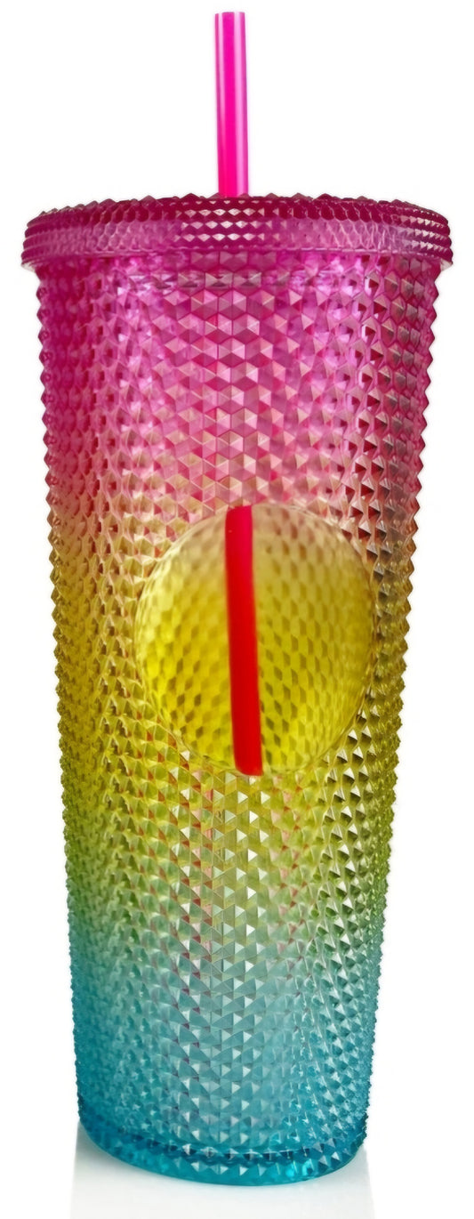 24oz Studded Tumbler Gradient Pink/Yellow/Blue